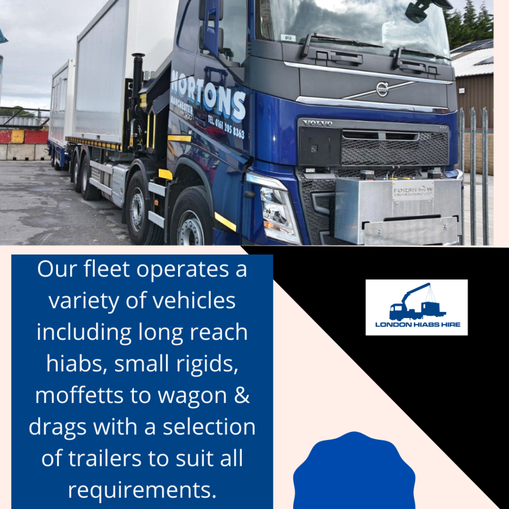 Our fleet operates a variety of vehicles including long reach hiabs